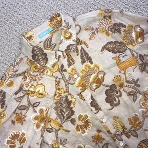 J.McLaughlin Womens Small Cotton Safari Animal Floral Print Button Down Shirt